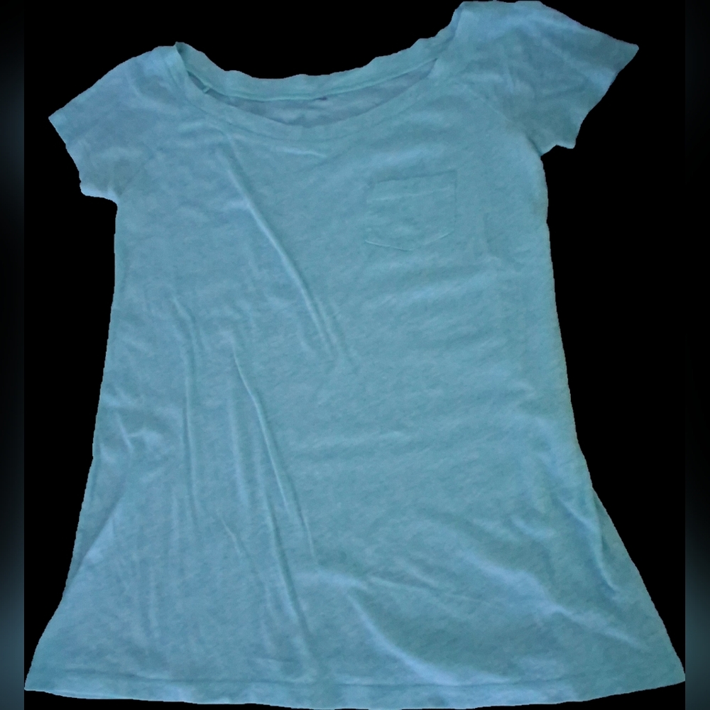 Women's Pale Aqua Garage Boatneck Top, Possibly Large, Front Pocket